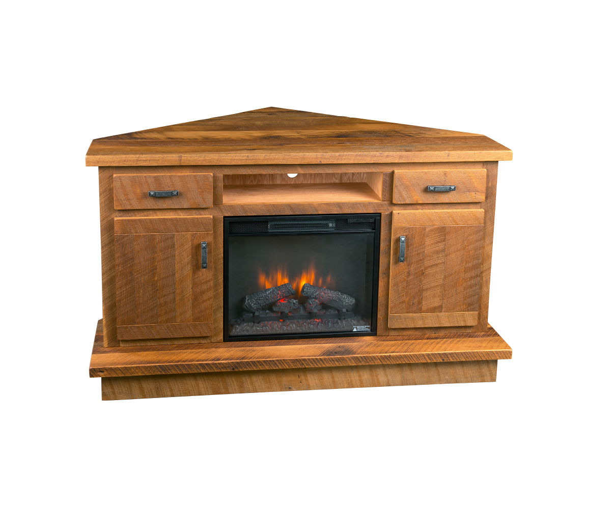Corner Media Center with Fireplace Insert Mountain View Furniture
